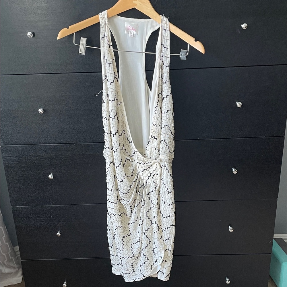 Parker Elegant White and Black Dress